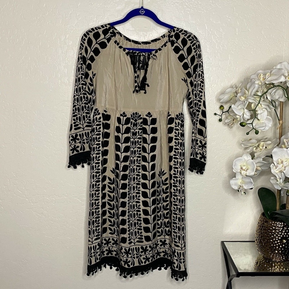 🖤 Anna Sui 🖤 Anthropologie Silk Black Walnut Dress 0 XS